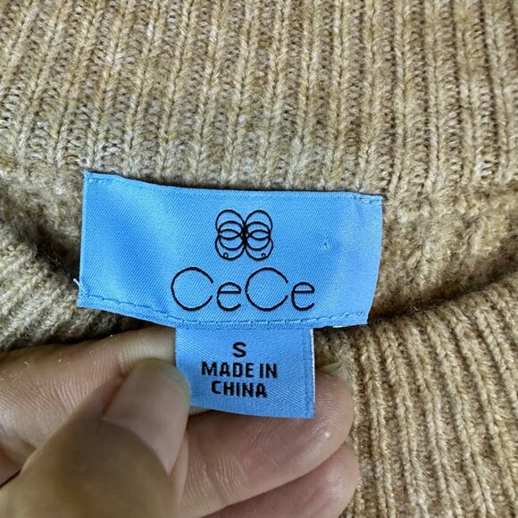 CeCe Tan Chunky Knit Sweater Vest Size Small Slouchy Pullover Boho Lagenlook - Picture 4 of 11